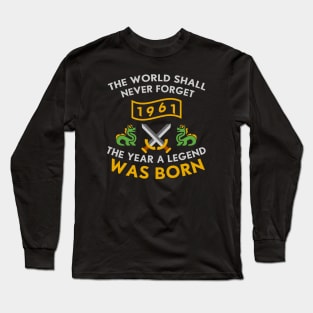 1961 The Year A Legend Was Born Dragons and Swords Design (Light) Long Sleeve T-Shirt